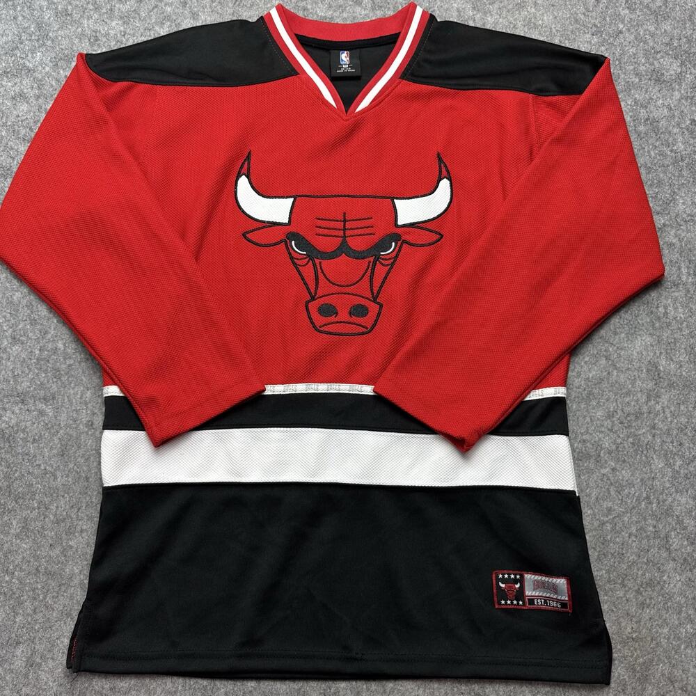 Chicago Bulls Hockey Jersey Jordan Era XL Red Black NBA Basketball UNK Mens S